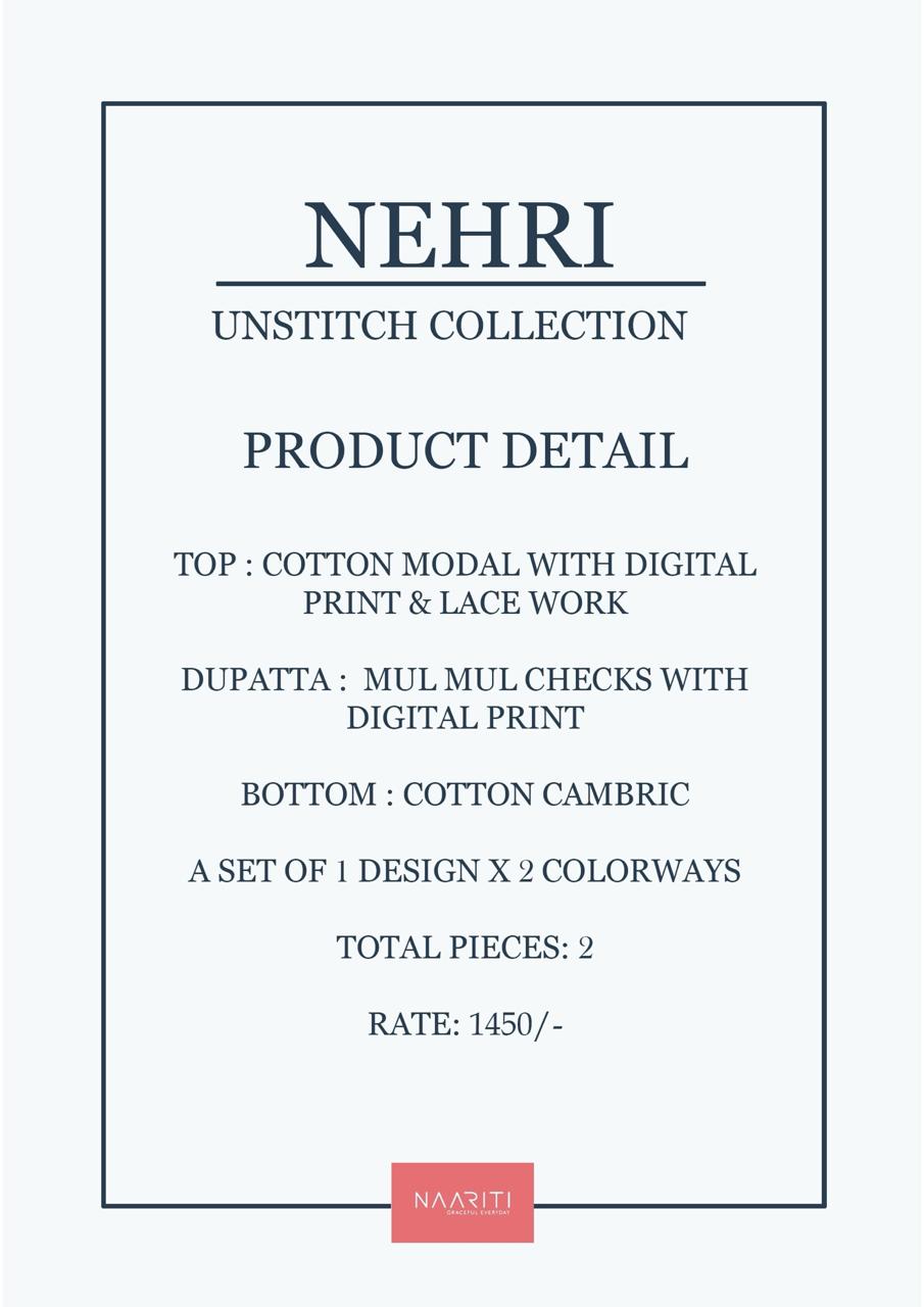 Nehri Naariti Cotton Pant Style Suits Manufacturer India