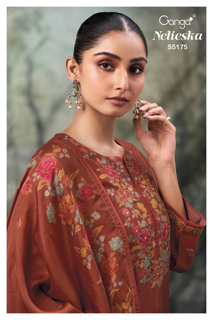 Nelieska S5175 Ganga Russian Silk Pant Style Suits Exporter Ahmedabad