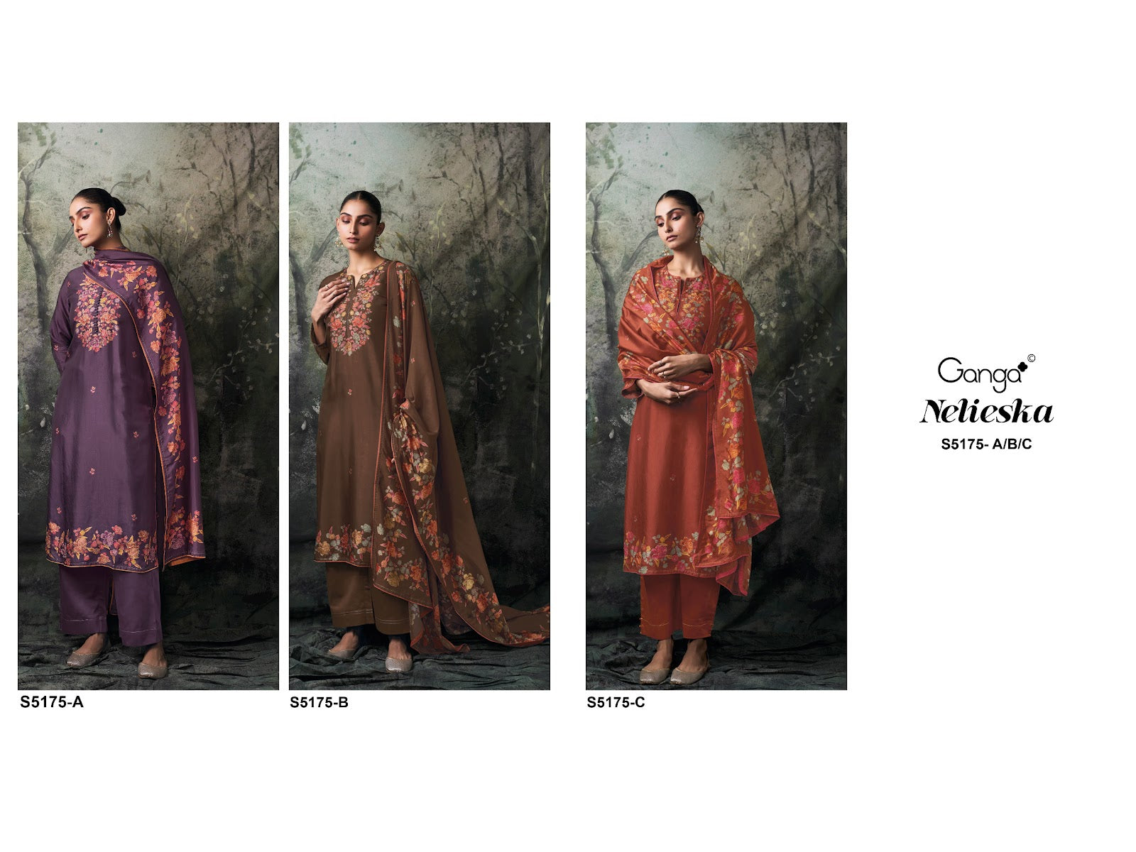 Nelieska S5175 Ganga Russian Silk Pant Style Suits Exporter Ahmedabad