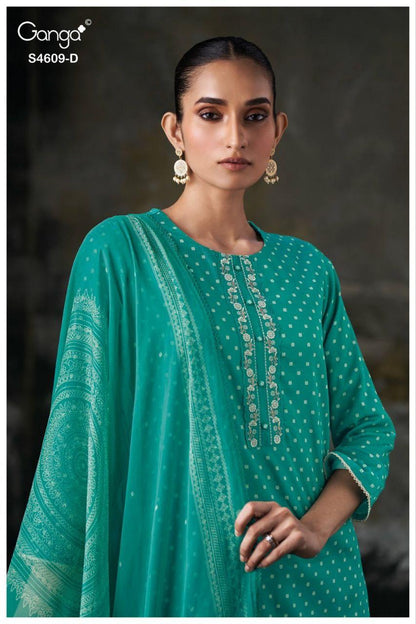 Neliya 4609 Ganga Cotton Satin Pant Style Suits Manufacturer