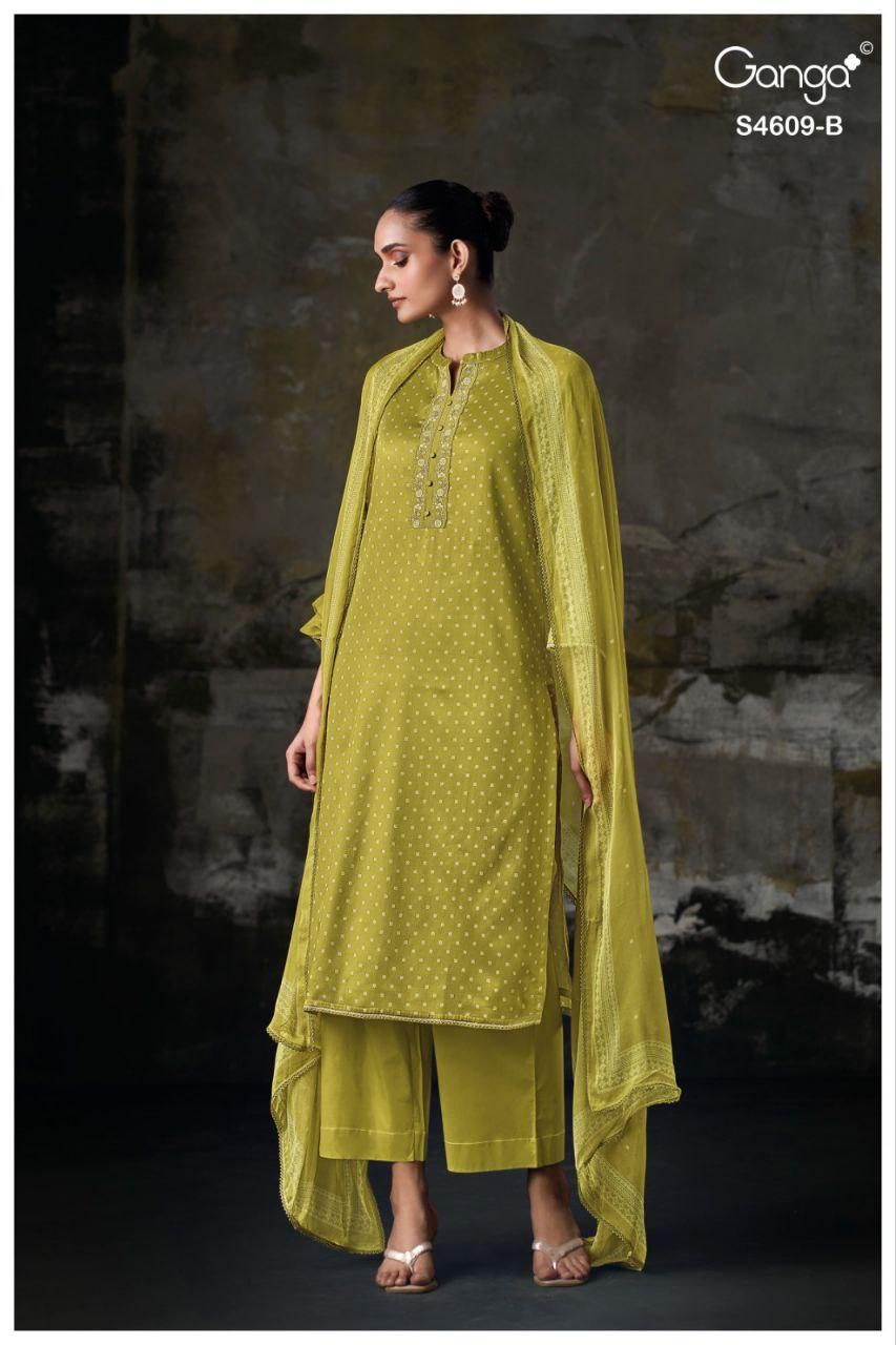 Neliya 4609 Ganga Cotton Satin Pant Style Suits Manufacturer