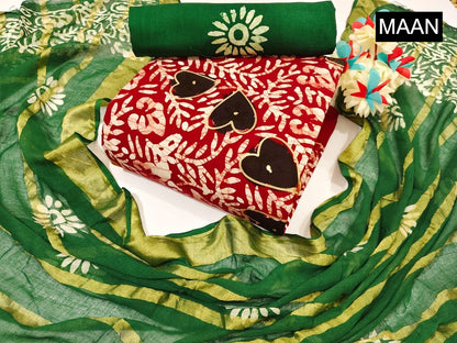 Nemi Multi Gold Wax Batik Maan Heavy Cotton Cotton Dress Material Wholesaler Ahmedabad