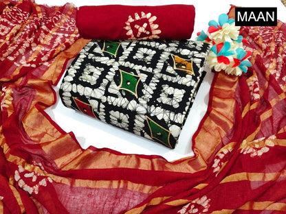 Nemi Multi Gold Wax Batik Maan Heavy Cotton Cotton Dress Material Wholesaler Ahmedabad