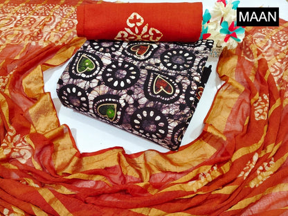 Nemi Multi Gold Wax Batik Maan Heavy Cotton Cotton Dress Material Wholesaler Ahmedabad