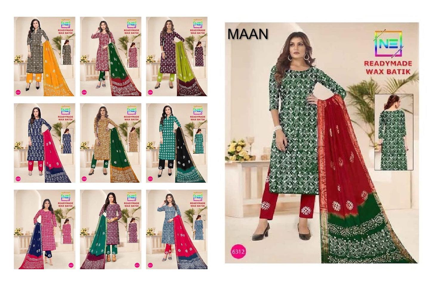 Nemi Wax Batik Vol 6 Maan Pure Cotton Readymade Pant Style Suits Exporter Ahmedabad