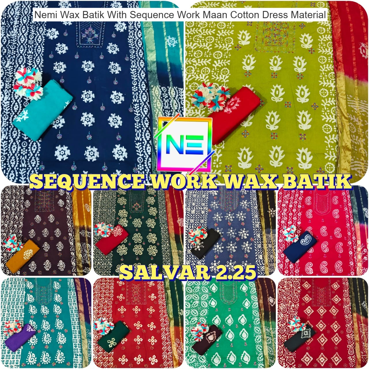 Nemi Wax Batik With Sequence Work Maan Cotton Dress Material Wholesale Rate