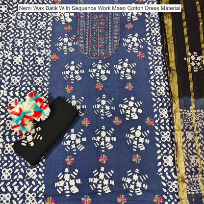 Nemi Wax Batik With Sequence Work Maan Cotton Dress Material Wholesale Rate