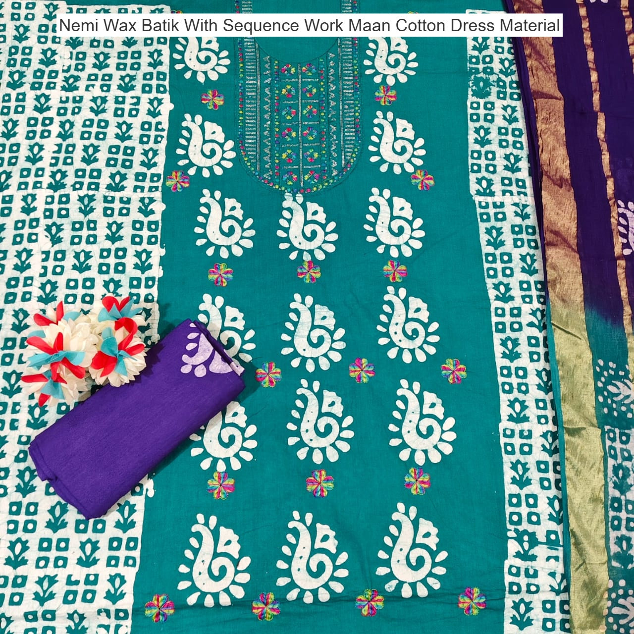Nemi Wax Batik With Sequence Work Maan Cotton Dress Material Wholesale Rate