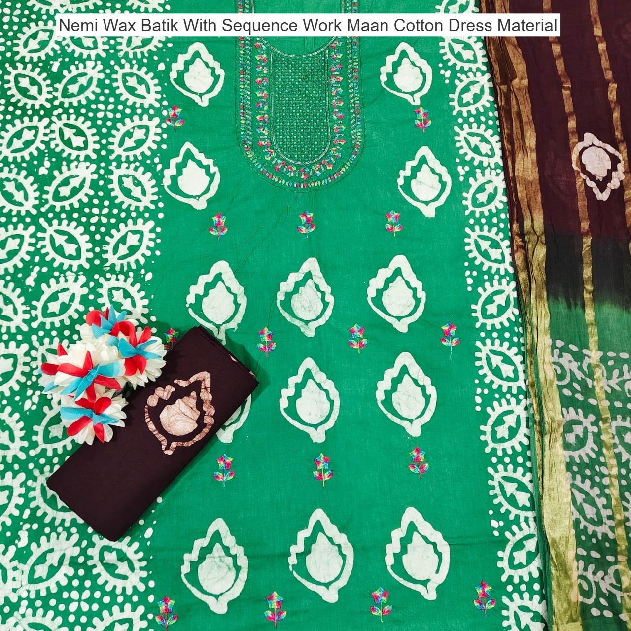 Nemi Wax Batik With Sequence Work Maan Cotton Dress Material Wholesale Rate