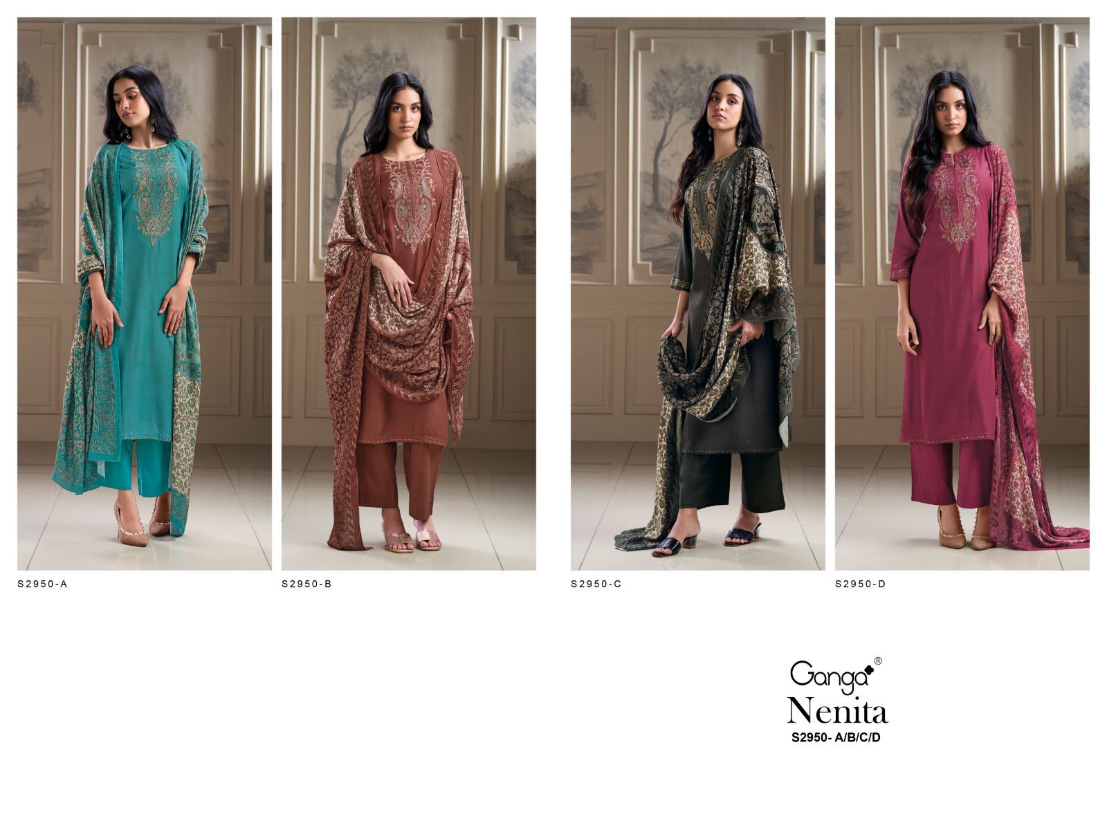 Nenita S2950 Ganga Premium Pashmina Suits Wholesaler Ahmedabad