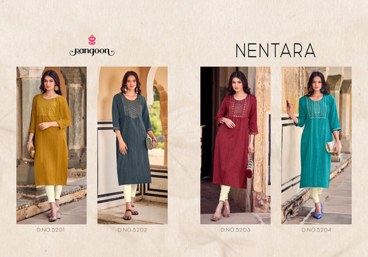 Nentara Rangoon Heavy Rayon Long Straight Kurti Wholesale Rate