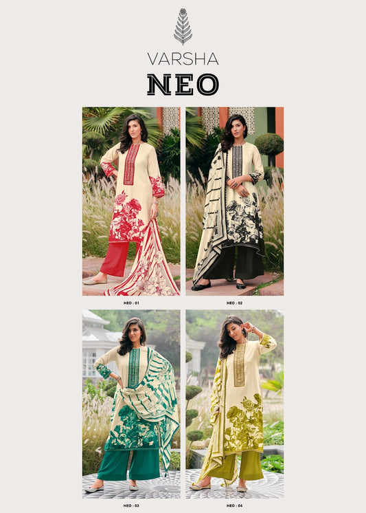 Neo Varsha Fashions Cotton Linen Plazzo Style Suits