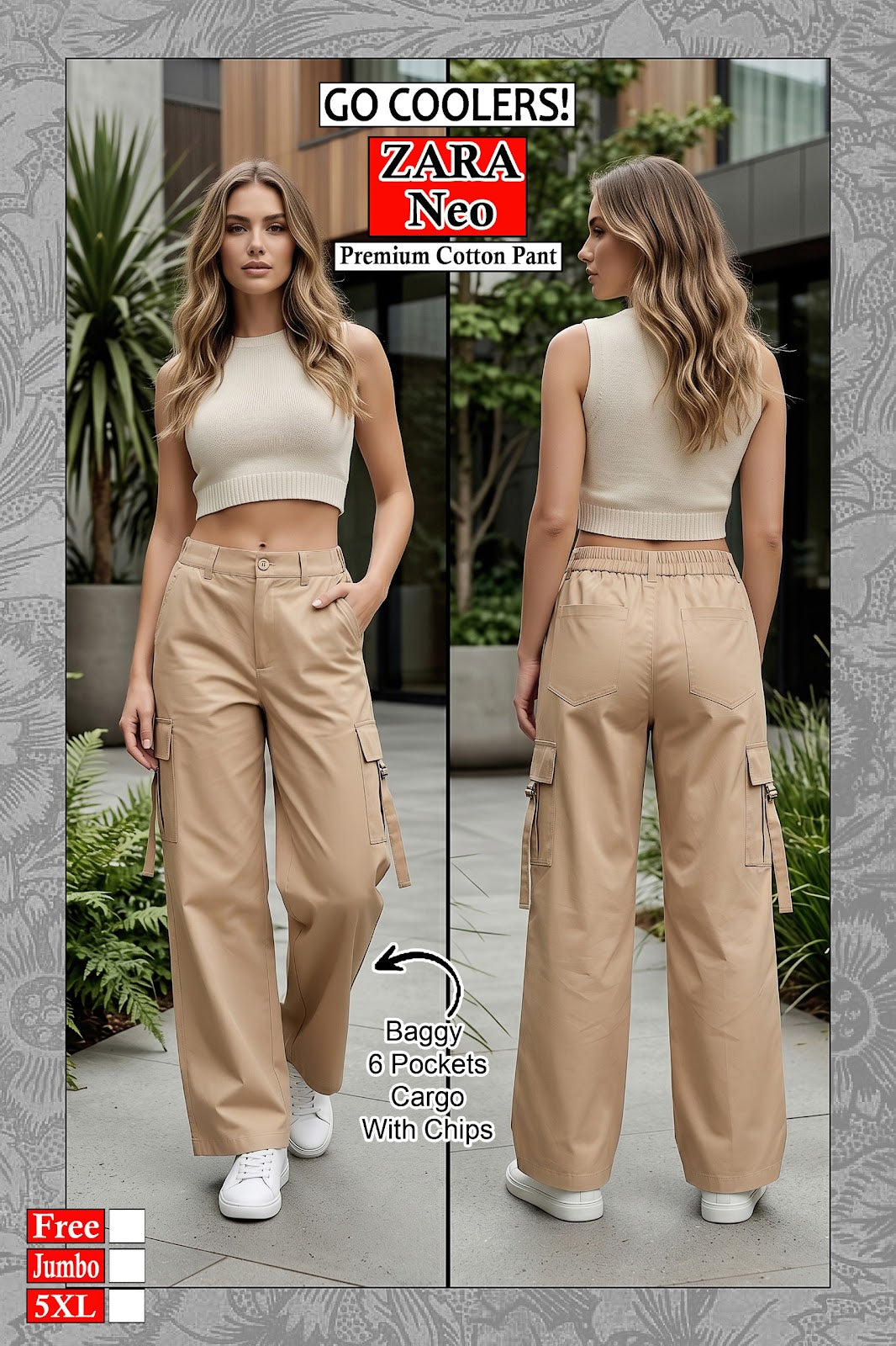 Neo Zara Go Coolers Amiti Cotton Women Cargo Pants Manufacturer Ahmedabad