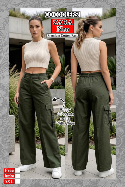 Neo Zara Go Coolers Amiti Cotton Women Cargo Pants Manufacturer Ahmedabad