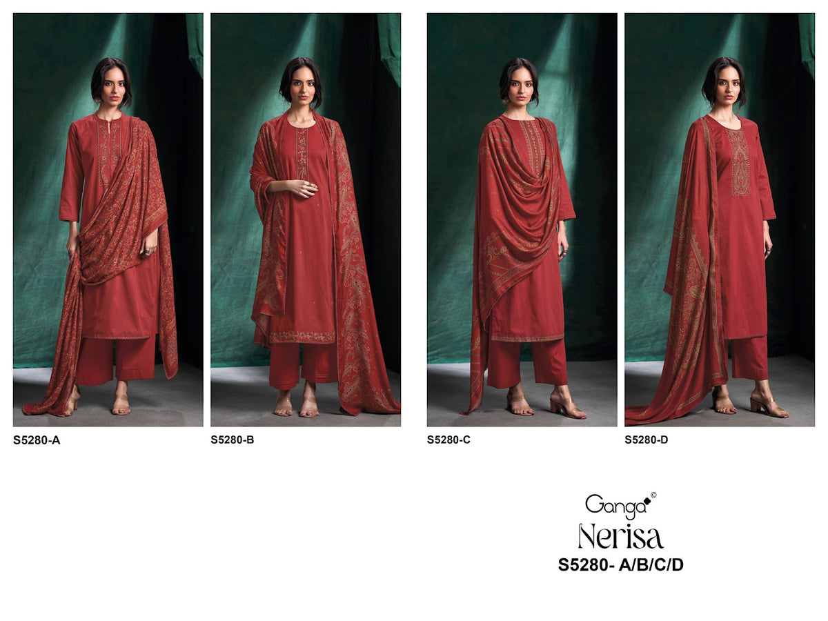 Nerisa S5280 Ganga Corduroy Plazzo Style Suits Wholesaler Ahmedabad