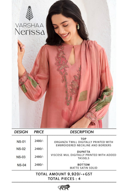 Nerissa Varshaa Organza Pant Style Suits Manufacturer Gujarat