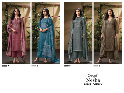 Nesha 3835 Ganga Premium Plazzo Style Suits Manufacturer Ahmedabad