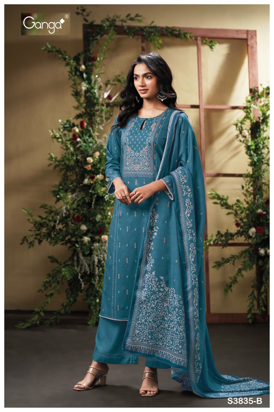 Nesha 3835 Ganga Premium Plazzo Style Suits Manufacturer Ahmedabad