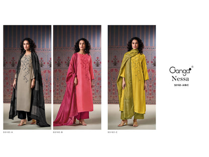 Nessa 3162 Ganga Premium Bemberg Plazzo Style Suits Manufacturer Gujarat