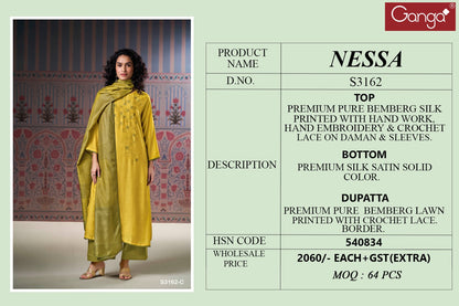 Nessa 3162 Ganga Premium Bemberg Plazzo Style Suits Manufacturer Gujarat