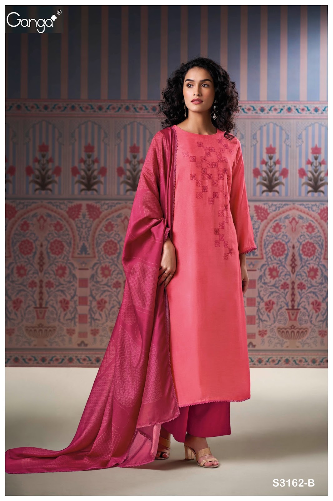 Nessa 3162 Ganga Premium Bemberg Plazzo Style Suits Manufacturer Gujarat