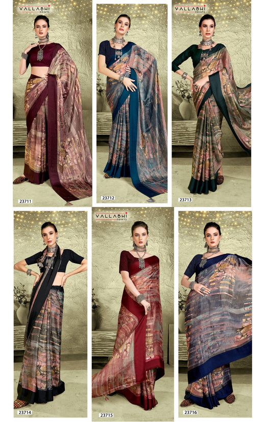 Nesta Vol 3 Vallabhi Prints Brasso Sarees Manufacturer Ahmedabad