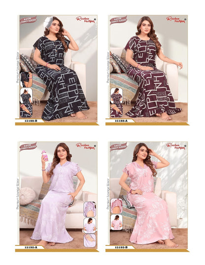 Net Sleeves 070725 Ruchee Fashion Rayon Night Gowns Wholesaler