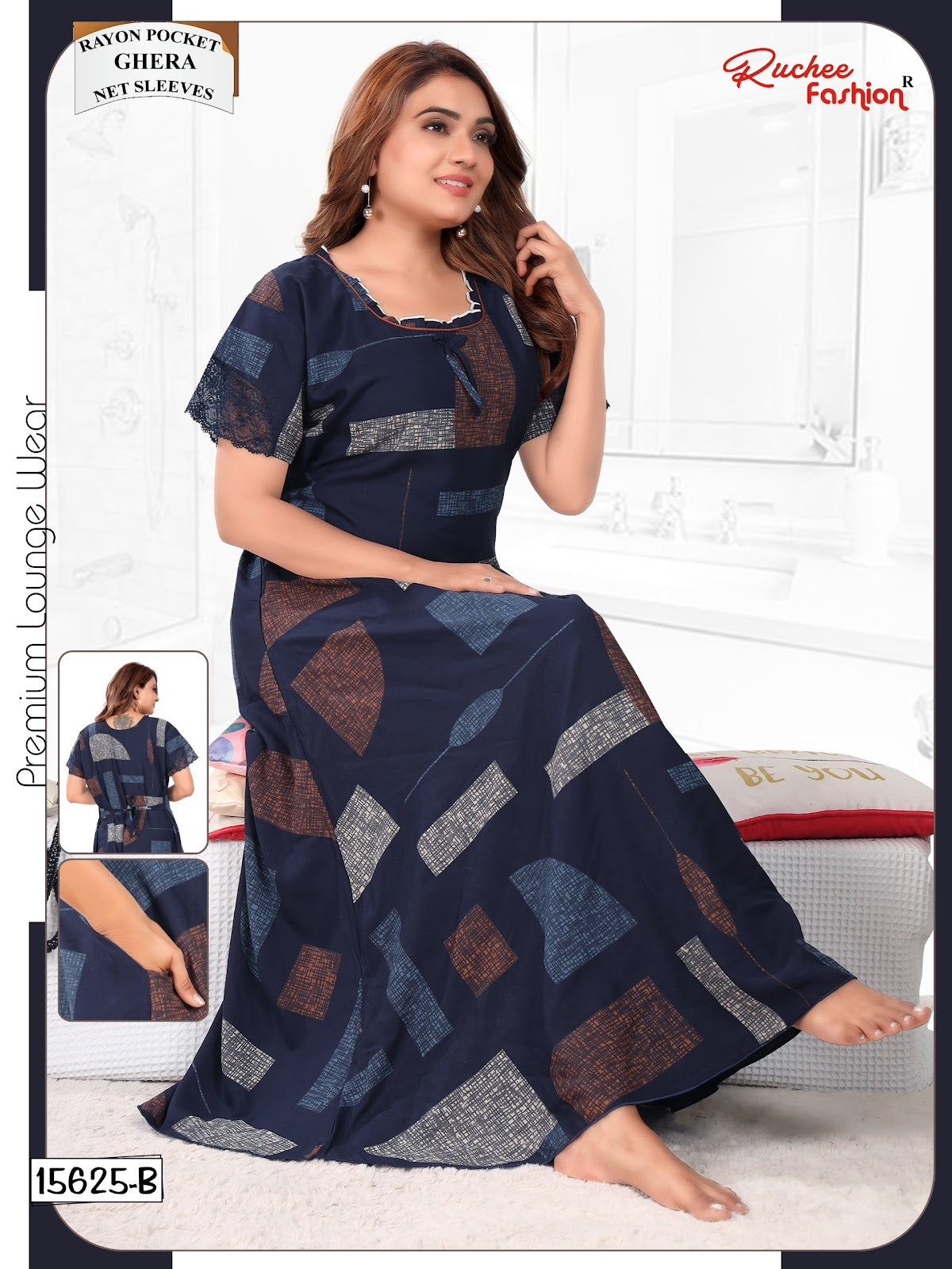 Net Sleeves 1610 Ruchee Fashion Rayon Night Gowns Supplier