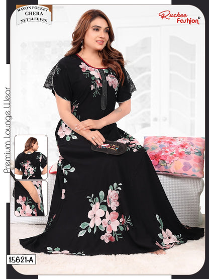 Net Sleeves 1610 Ruchee Fashion Rayon Night Gowns Supplier