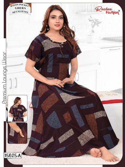 Net Sleeves 1610 Ruchee Fashion Rayon Night Gowns Supplier