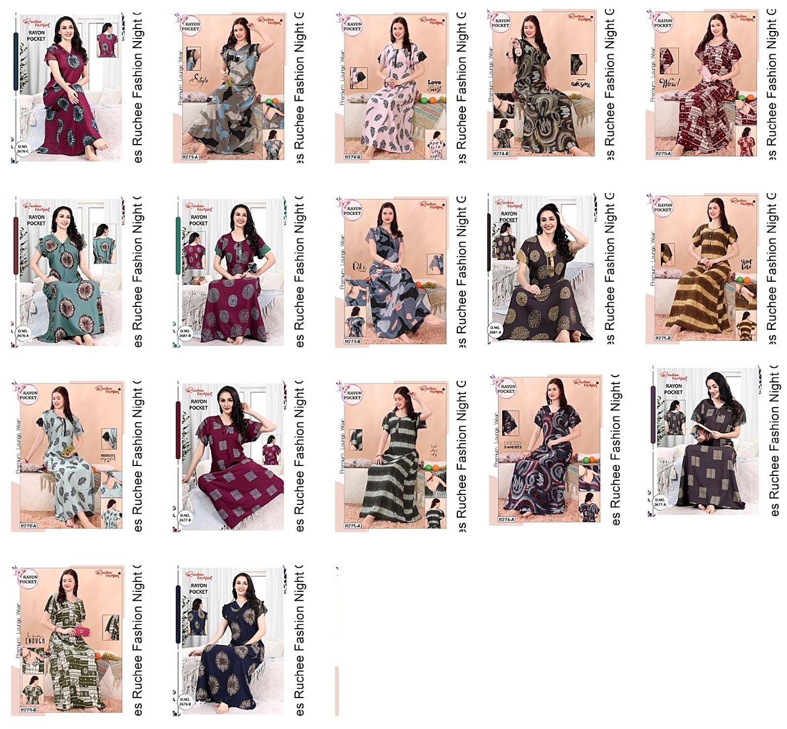 Net Sleeves Ruchee Fashion Night Gowns Exporter India