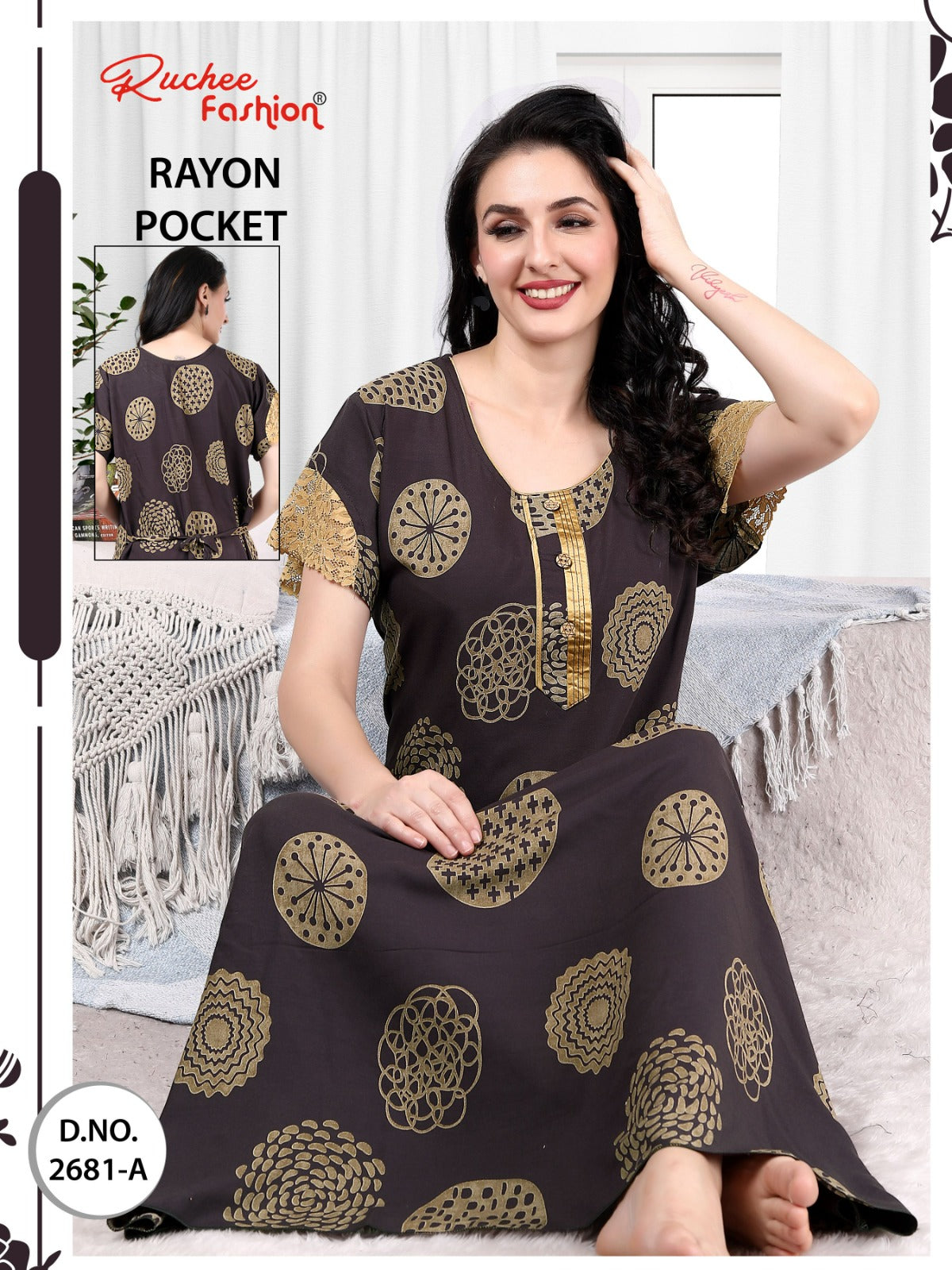 Net Sleeves Ruchee Fashion Night Gowns Exporter India