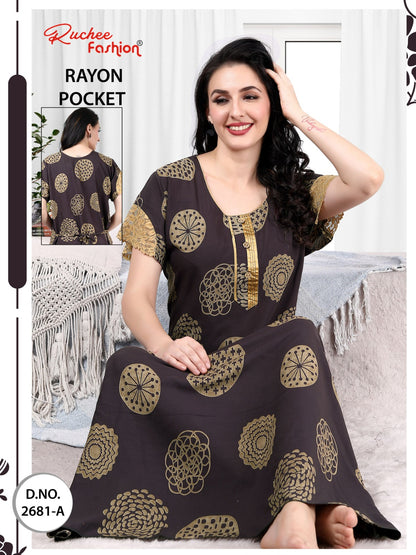 Net Sleeves Ruchee Fashion Night Gowns Exporter India