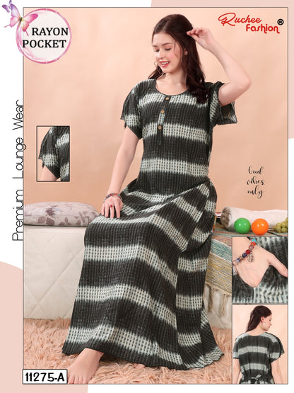 Net Sleeves Ruchee Fashion Night Gowns Exporter India