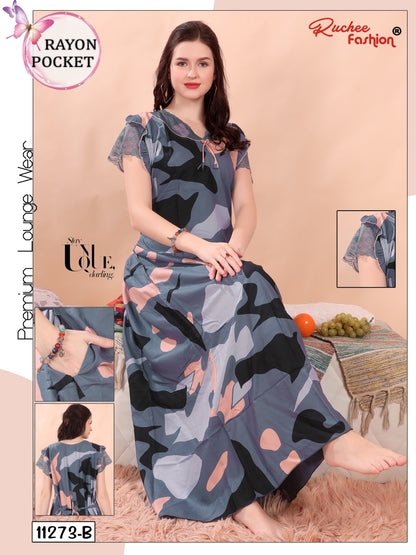 Net Sleeves Ruchee Fashion Night Gowns Exporter India