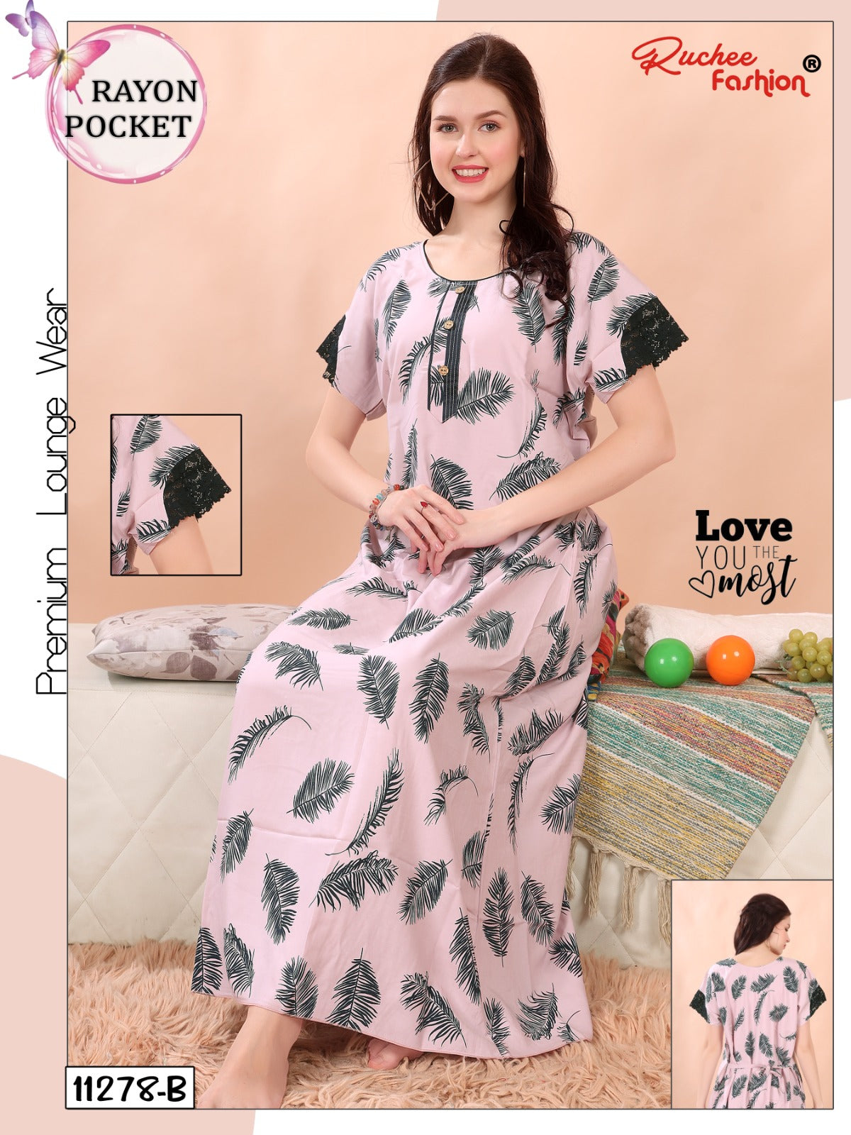 Net Sleeves Ruchee Fashion Night Gowns Exporter India