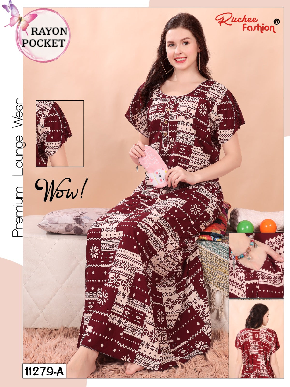 Net Sleeves Ruchee Fashion Night Gowns Exporter India