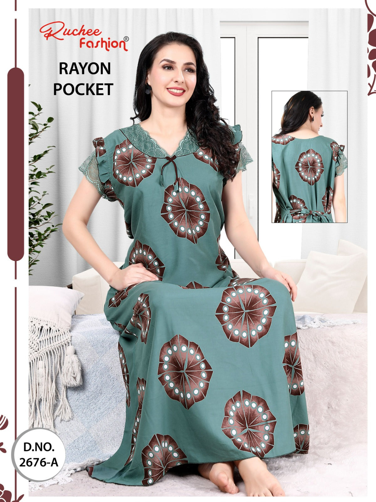 Net Sleeves Ruchee Fashion Night Gowns Exporter India