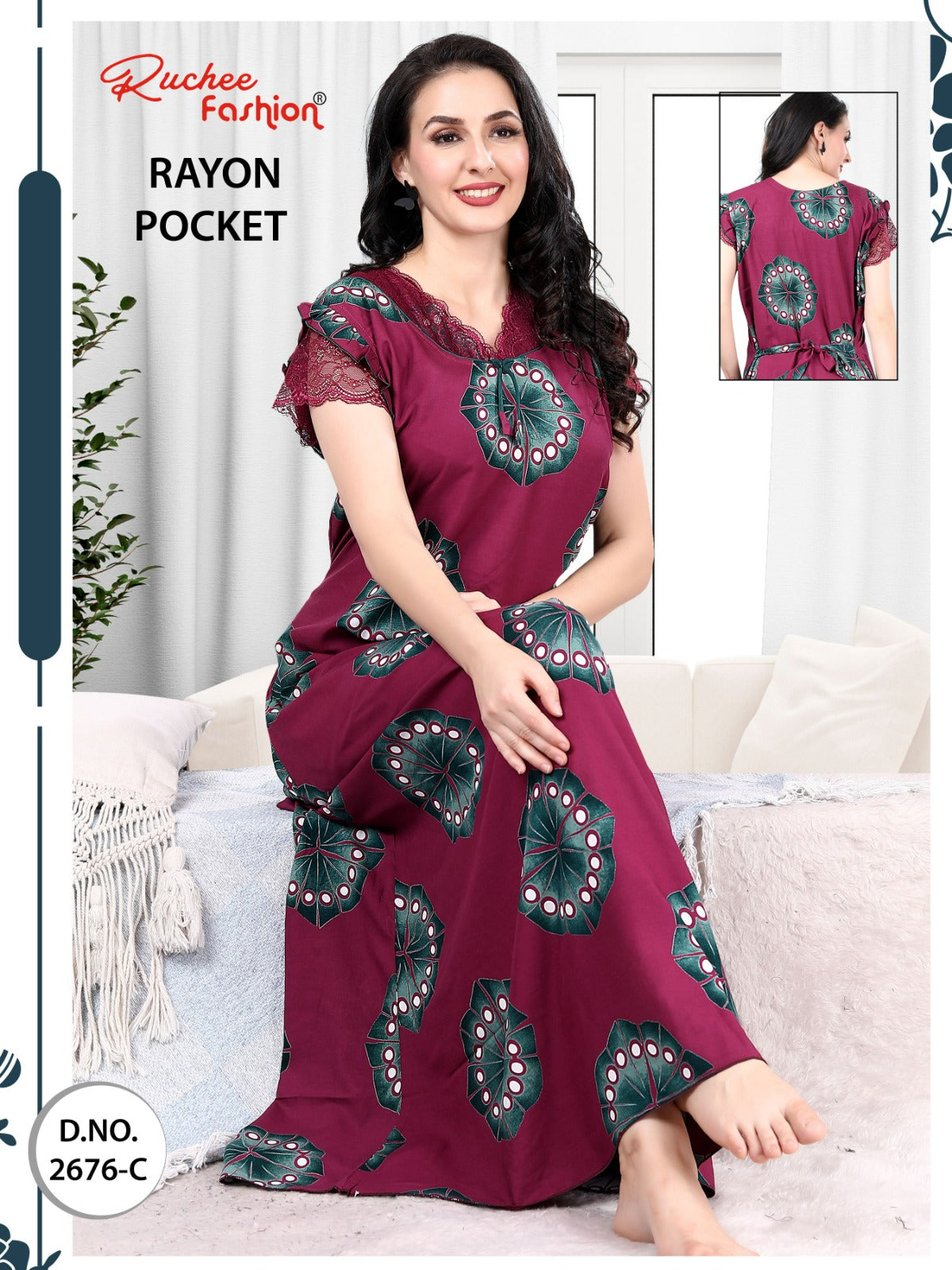 Net Sleeves Ruchee Fashion Night Gowns Exporter India