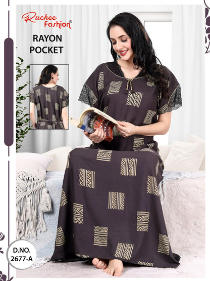 Net Sleeves Ruchee Fashion Night Gowns Exporter India