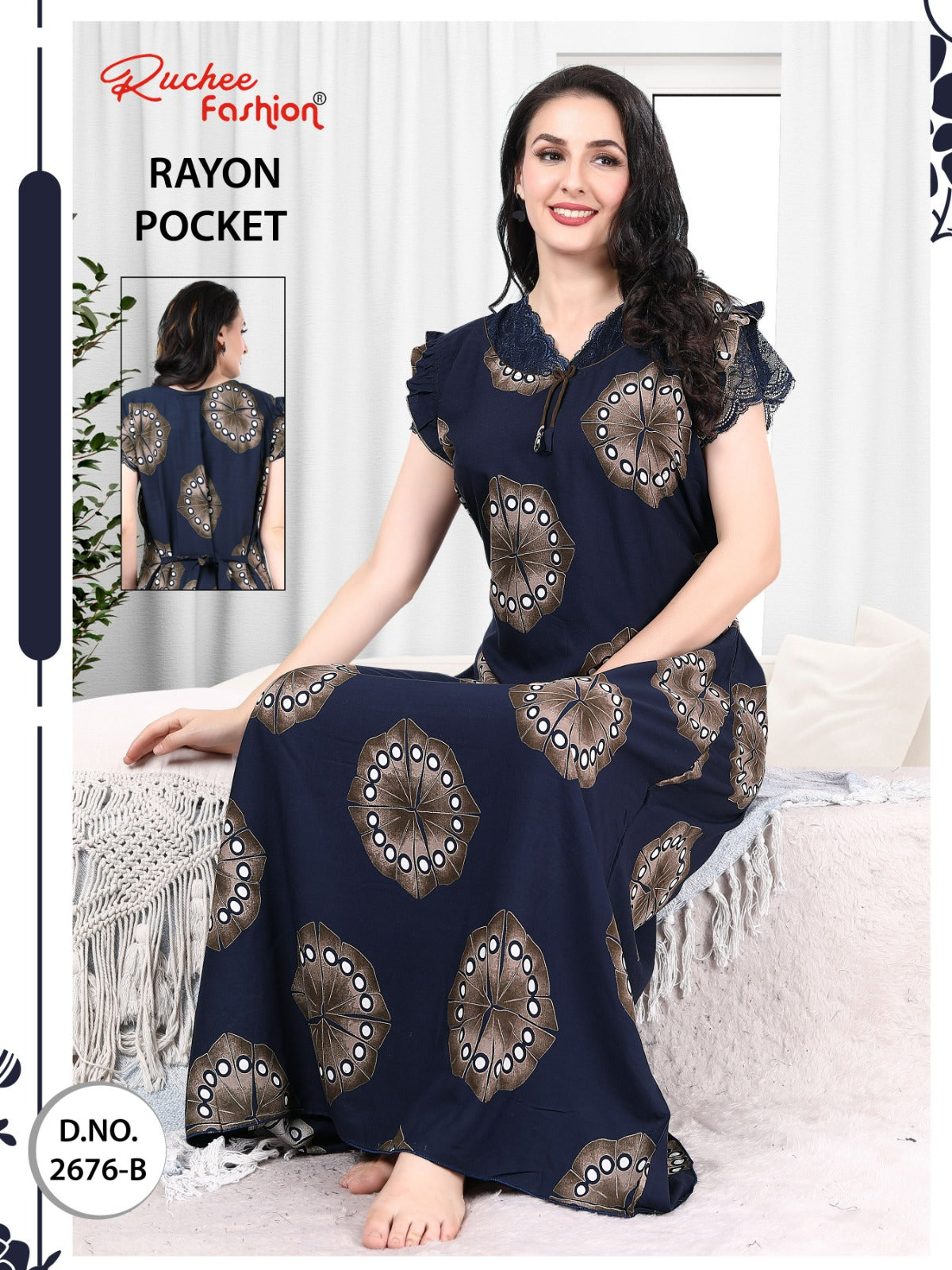 Net Sleeves Ruchee Fashion Night Gowns Exporter India