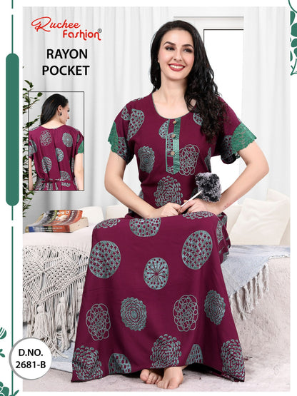 Net Sleeves Ruchee Fashion Night Gowns Exporter India