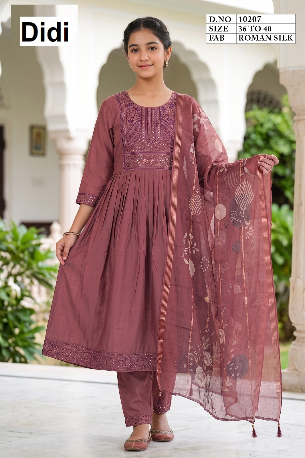 Nethra 2 Dn 10207 Didi Roman Silk Girls Readymade Pant Suits Wholesaler