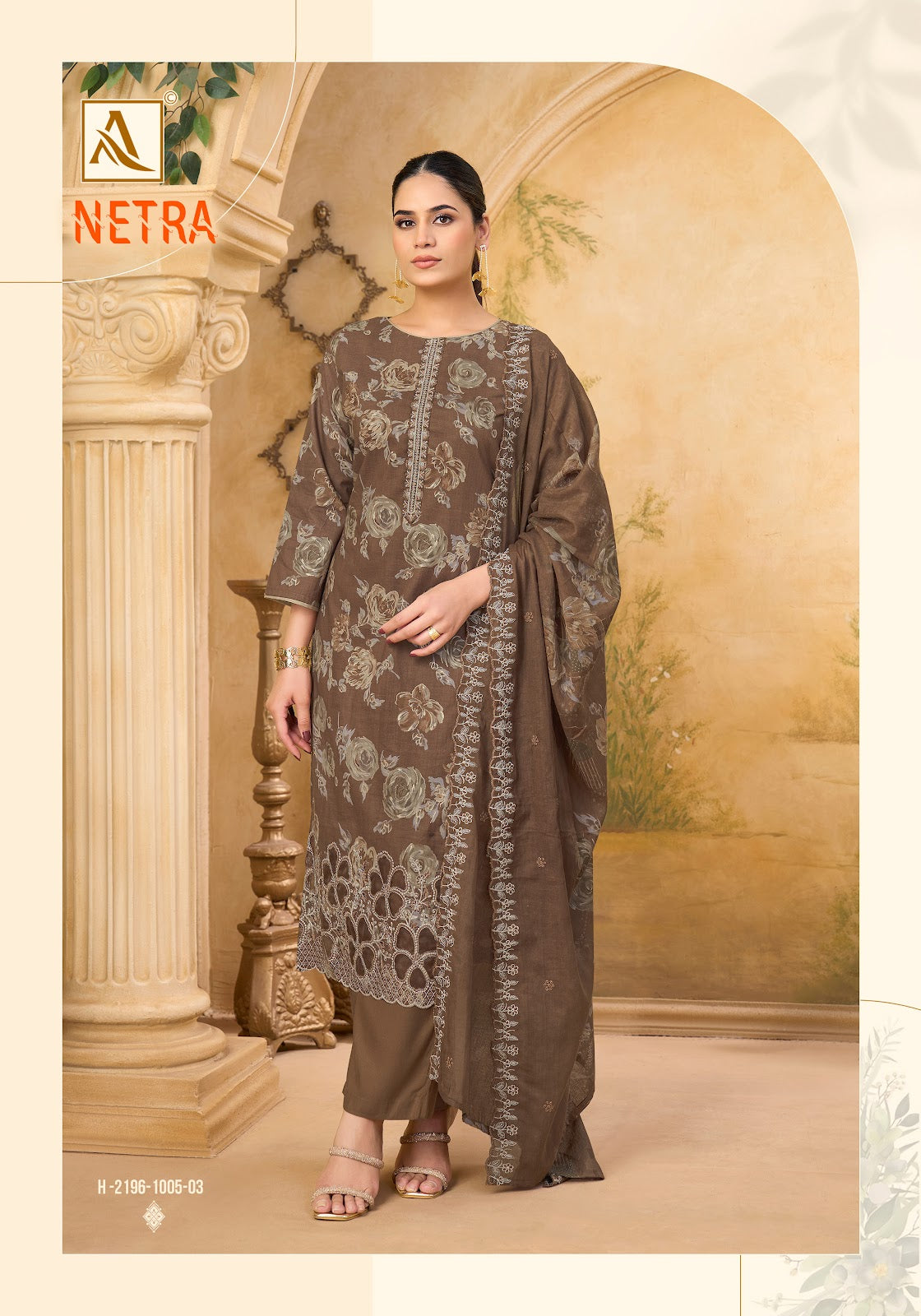 Netra Alok Cambric Cotton Karachi Salwar Suits Exporter