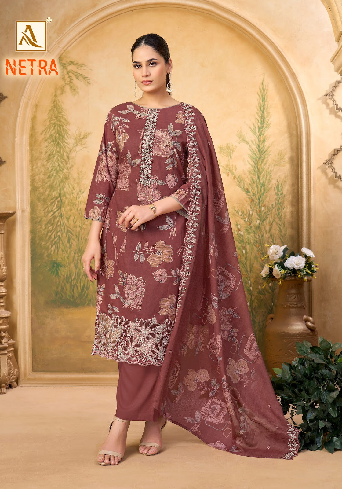 Netra Alok Cambric Cotton Karachi Salwar Suits Exporter