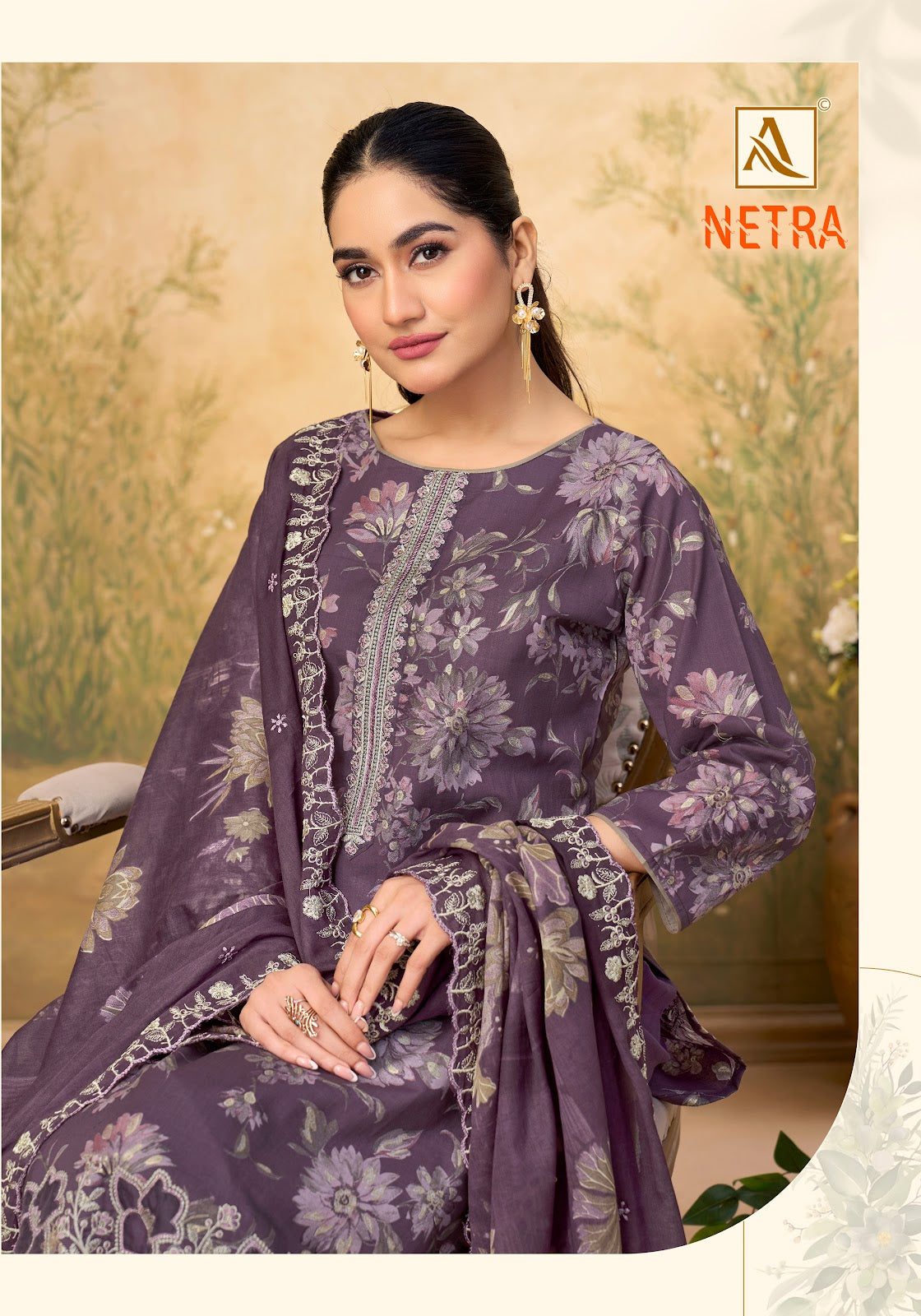 Netra Alok Cambric Cotton Karachi Salwar Suits Exporter