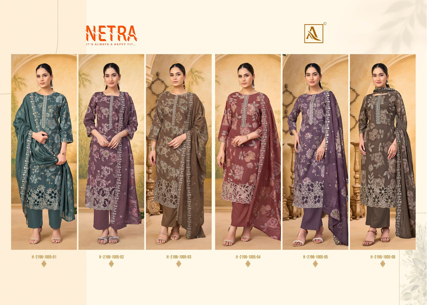 Netra Alok Cambric Cotton Karachi Salwar Suits Exporter