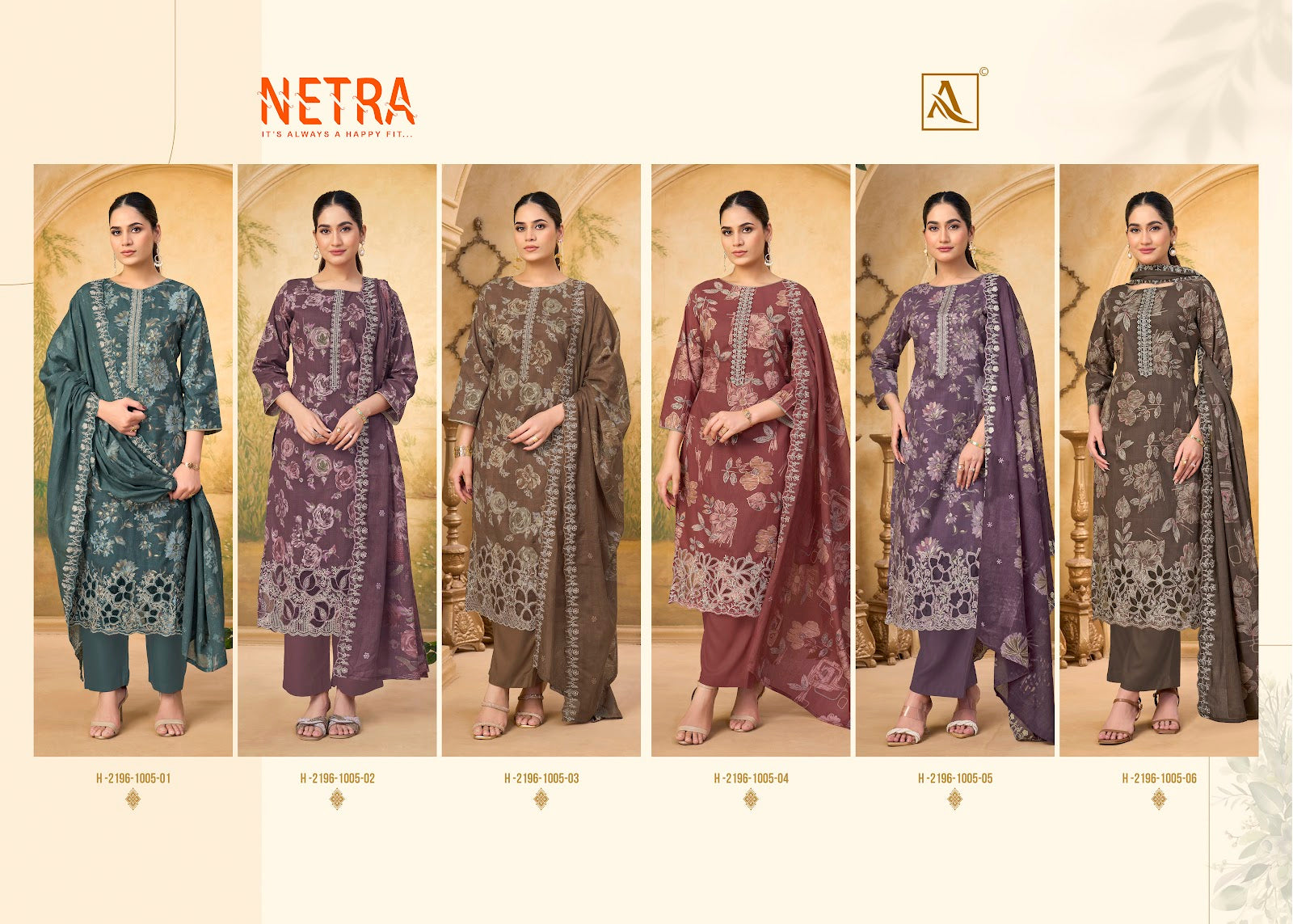 Netra Alok Cambric Cotton Karachi Salwar Suits Exporter