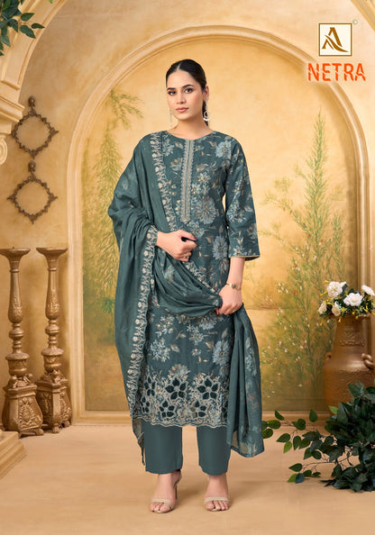 Netra Alok Cambric Cotton Karachi Salwar Suits Exporter