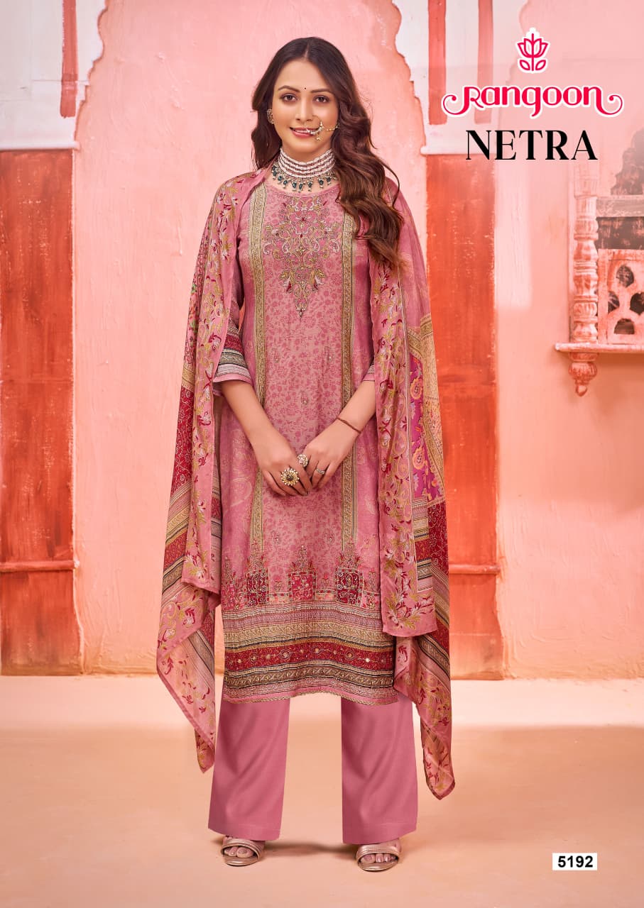 Netra Rangoon Muslin Readymade Pant Style Suits Manufacturer